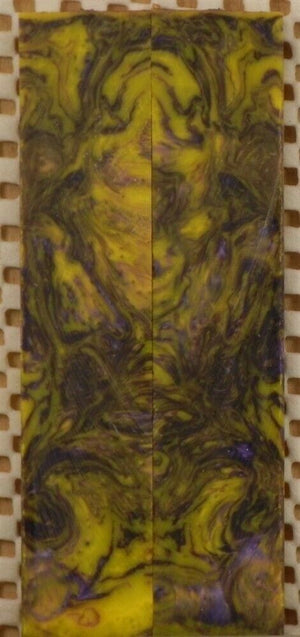 Banana Grape Inlace Acry LSU #39 (2 pc) Mini Knife Scale  3/16"x1"x5"    003