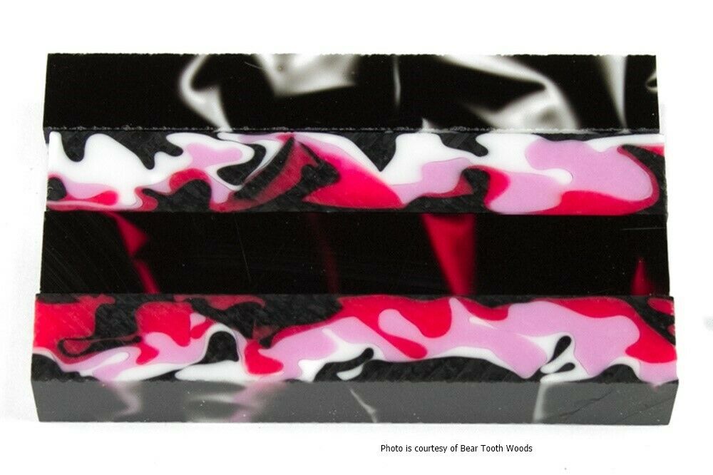 X Black And Berry Camo Acrylic Pen Blank 3/4"x3/4"x5" (1 pc)