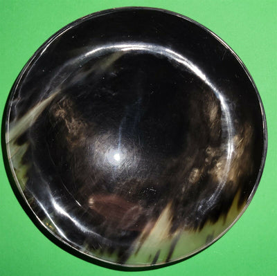 Polished buffalo horn bowl measuring 6