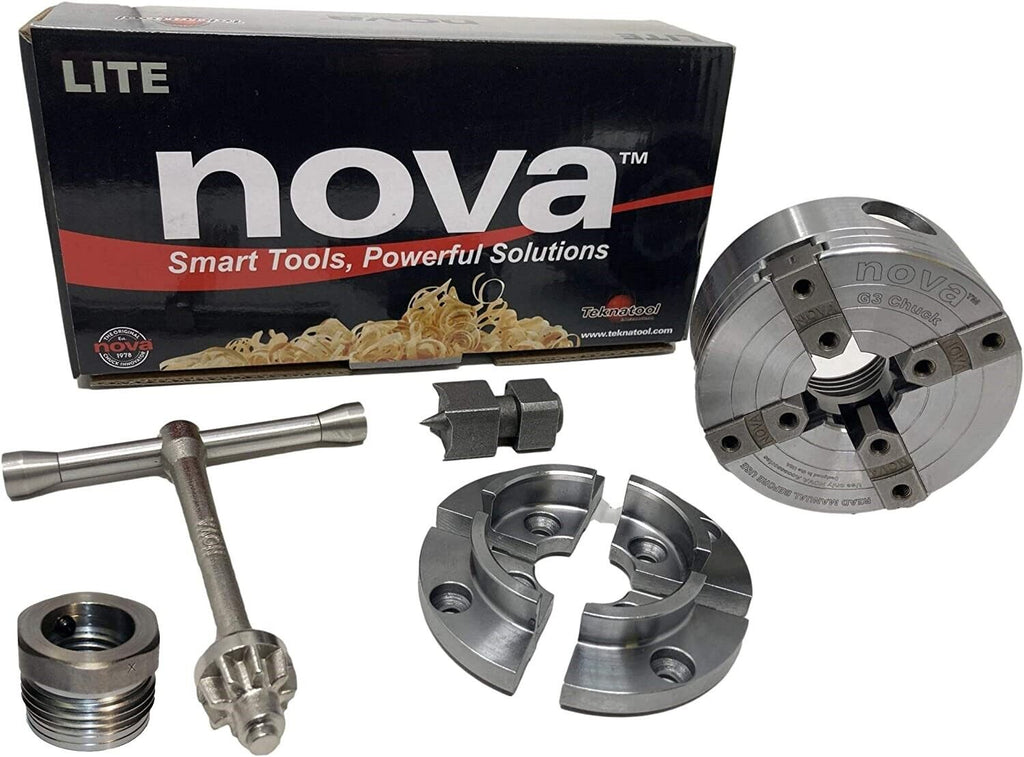 NOVA 48286 G3 Lite Chuck/2" Jaw Set/IXNS 1X8TPI Adaptor/NCSC Chuck Spur