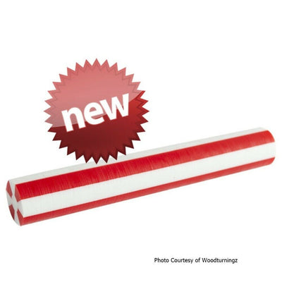 Straight Red and White Stripe Poly Resin 1 pc Pen Blank 3/4