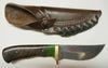 9" Stainless Skinner Knife w Leather sheath & Ziricote Handle - Wood Acrylic Supply