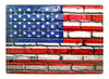 American Flag Brick Wall Tin Sign 16.9x12 - Wood Acrylic Supply