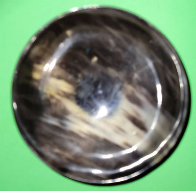 Polished buffalo horn bowl measuring 5