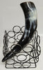 Buffalo Horn w a 5"x5" Square Dark Stand 9"