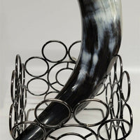 Buffalo Horn w a 5"x5" Square Dark Stand 9"