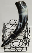 Buffalo Horn w a 5"x5" Square Dark Stand 9"