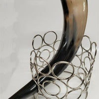 Buffalo Horn w a 5" Round Chrome Square Dark Stand