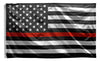 3' x 5' Thin Red Line American U.S. Flag - Firefighters - Wood Acrylic Supply