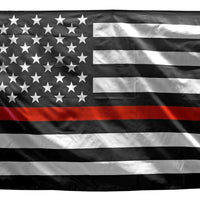 3' x 5' Thin Red Line American U.S. Flag - Firefighters - Wood Acrylic Supply