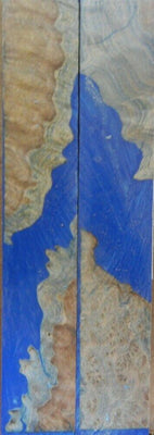 Hybrid Mallee Burl-Blue (2 pc) Knife Scales 3/16