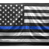 3' x 5' Thin Blue Line American U.S. Flag - Police Officers - Wood Acrylic Supply