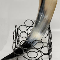 Buffalo Horn w a 5"x5" Square Dark Stand 9"
