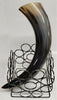 Buffalo Horn w a 5"x5" Square Dark Stand 9"