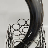 Buffalo Horn w a 5"x5" Square Dark Stand 9"