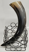 Buffalo Horn w a 5"x5" Square Dark Stand 9"