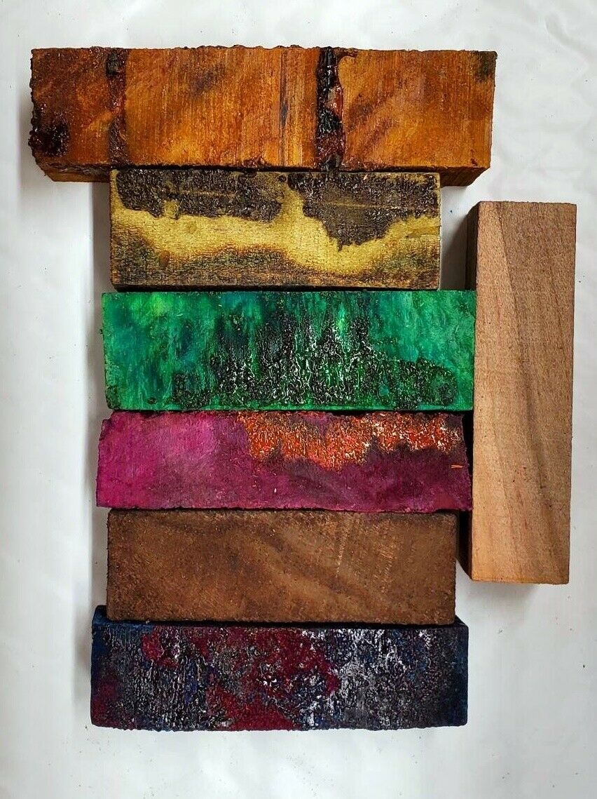 Dyed Stabilized Pen Blank Short Assortment (7 pc) 3/4" sq x 2 3/4"+