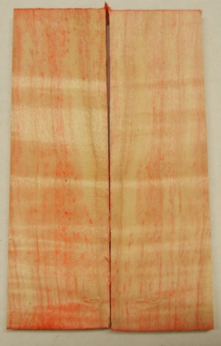 Box Elder w Red Dye (2 pc) Knife Scales 1/4" x 1 1/2" x 5" - 1245 - Wood Acrylic Supply