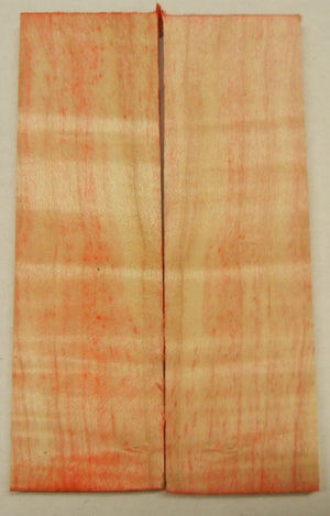 Box Elder w Red Dye (2 pc) Knife Scales 1/4" x 1 1/2" x 5" - 1245 - Wood Acrylic Supply