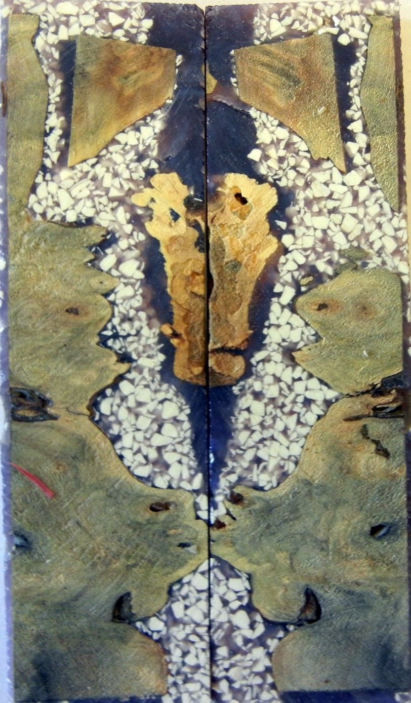 Buckeye Burl Inlace Violet White (2 pc) Knife Scales 3/8" x 1 3/4" x 6" - 7769 - Wood Acrylic Supply