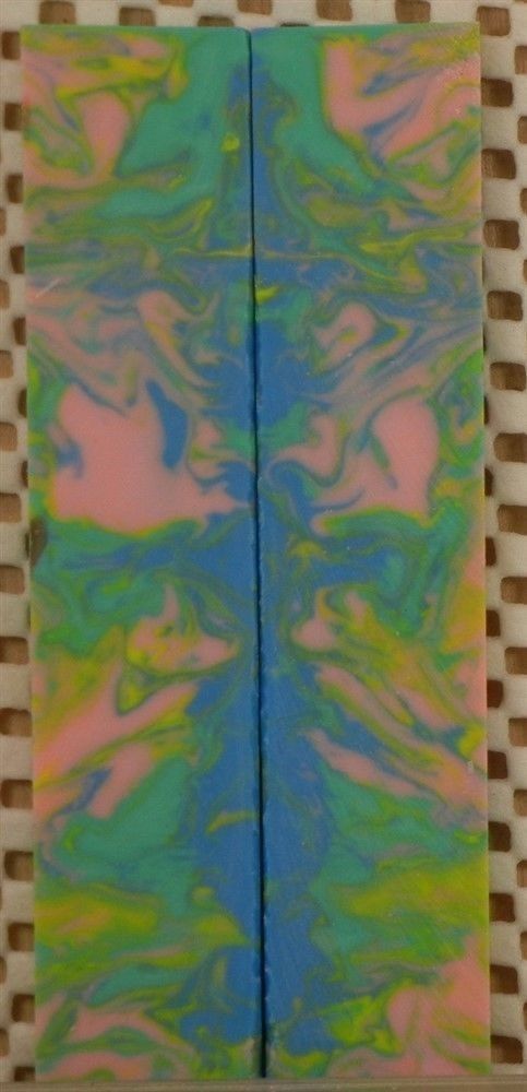 Pastel Dream Inlace Acrylester #100 (2 pc) Mini Knife Scales  3/16"x1"x5"    001