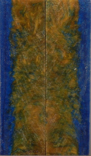 Blue & Gold Inlace Acryl 2 pc Mini Knife Scales  3/16"x3/4"x3"      001
