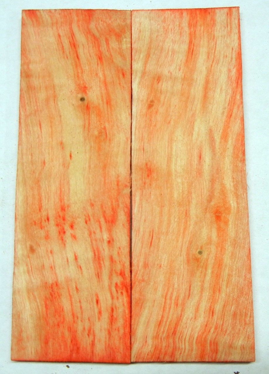 Box Elder w Red Dye (2 pc) Razor Knife Scales 3/16" x 2" x 6" - 1250 - Wood Acrylic Supply