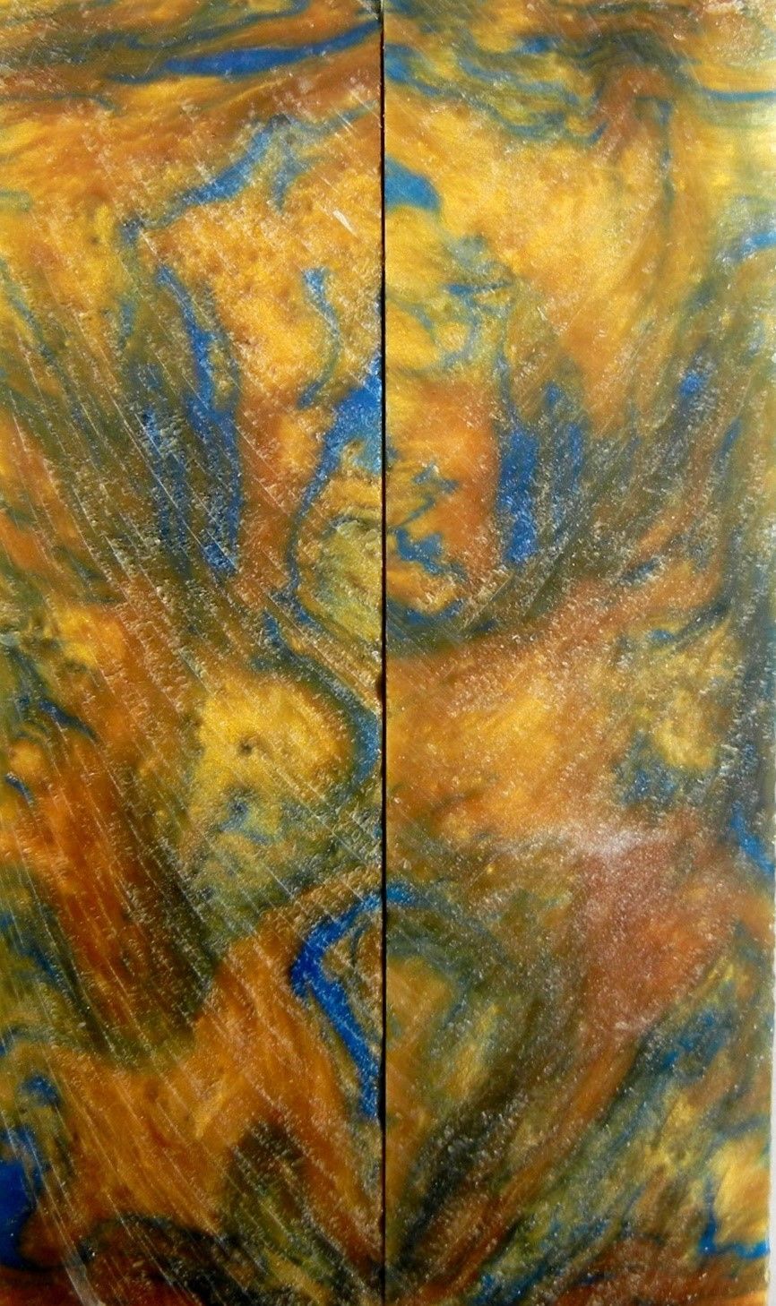 Blue & Gold Acrylester #50 (2 pc) Knife Scales 3/8" x 1 1/2" x 5" - 0863 - Wood Acrylic Supply