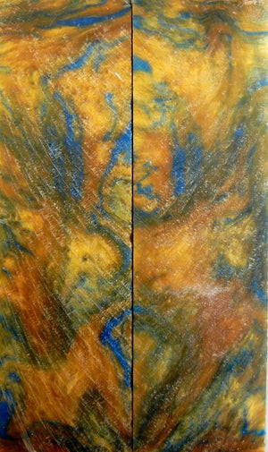 Blue & Gold Acrylester #50 (2 pc) Knife Scales 3/8" x 1 1/2" x 5" - 0863 - Wood Acrylic Supply