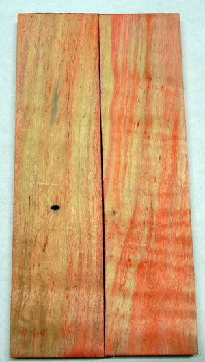Box Elder w Red Dye (2 pc) Knife Scales 1/4" x 1 1/2" x 6" - 1248 - Wood Acrylic Supply