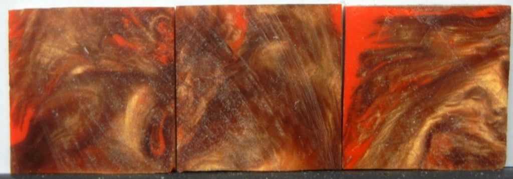 Bronze & Orange Acrylester (3 pc) Inlay/Thin 1/4" x 1 1/2" x 1 1/2"    --1