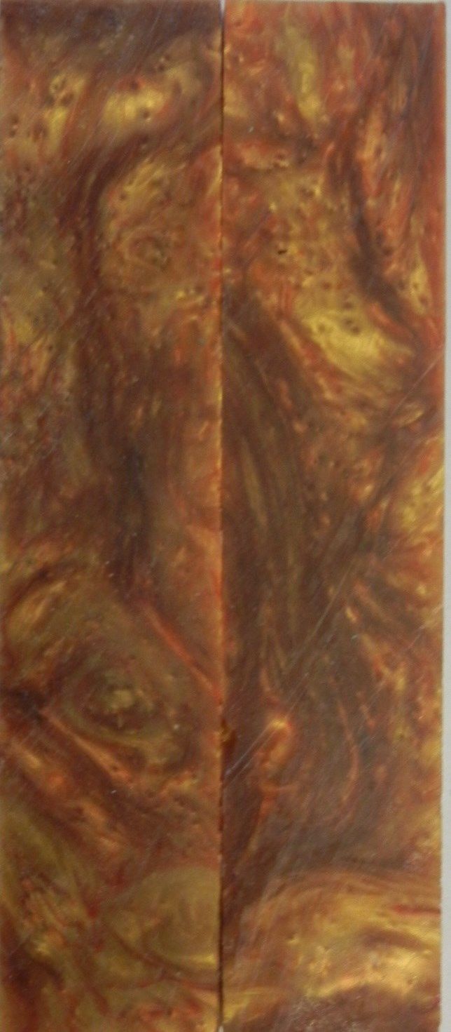 Bronze & Gold Acrylester #51 (2 pc) Knife Scales 1/4" x 1 1/4" x 6" SKU 6683 - Wood Acrylic Supply