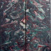 Christmas Swirl Acrylester #33 (2 pc) Knife Scales  1/4" x 1 1/2" x 6"    --1 - Wood Acrylic Supply