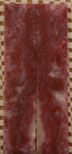 Cherry Ohio State Inlace Acrylester  (2 pc) Mini Knife Scales  3/16"x1"x5"    001