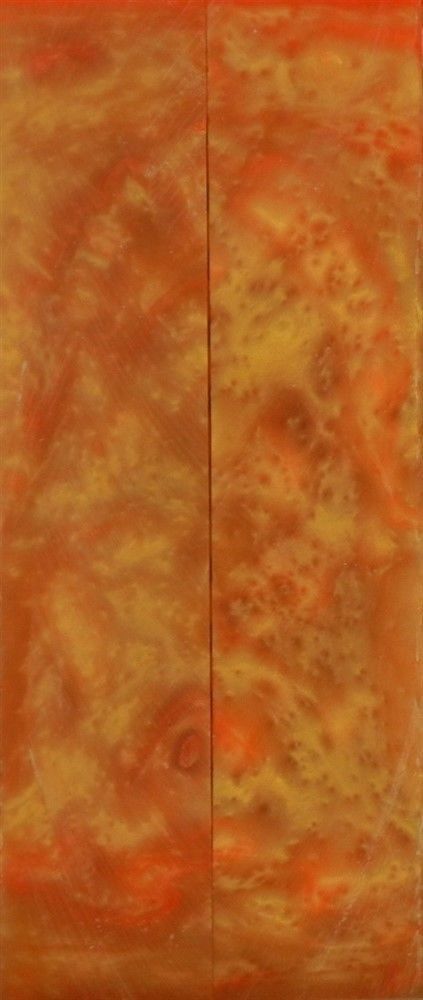 Tangerine & Gold Inlace Acrylester  (2 pc) Mini Knife Scales  3/16"x1"x5"    003