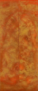 Tangerine & Gold Inlace Acrylester  (2 pc) Mini Knife Scales  3/16"x1"x5"    003