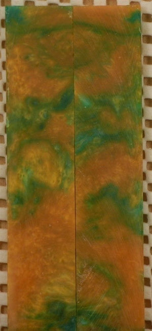 Green & Gold Inlace Acrylester #49 (2 pc) Mini Knife Scales  3/16"x1"x5"    003