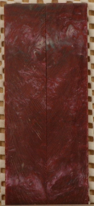 Crimson & Silver Inlace Acrylester  (2 pc) Mini Knife Scales  3/16"x1"x5"    003