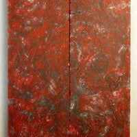 Crimson & Silver Acrylester #40 (2 pc) Knife Scales 3/8" x 1 1/2" x 6" - 1544 - Wood Acrylic Supply