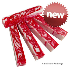 3/4" x 3/4" x 5" Pen Blank Candy Cane Acrylester #132 - Wood Acrylic Supply