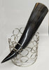 Buffalo Horn w a 5" Round Chrome Square Dark Stand