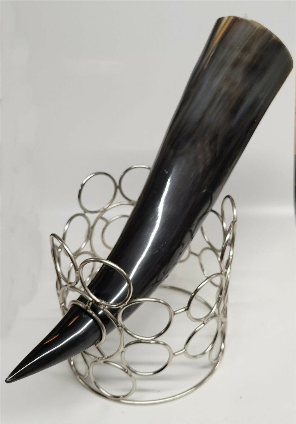 Buffalo Horn w a 5" Round Chrome Square Dark Stand