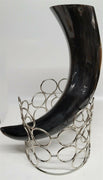 Buffalo Horn w a 5" Round Chrome Square Dark Stand