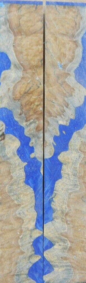 Hybrid Mallee Burl-Blue (2 pc) Knife Scales 3/16" x 3/4" x 5" - (27) - Wood Acrylic Supply