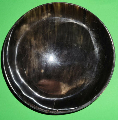 Polished buffalo horn bowl measuring 6