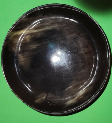Polished buffalo horn bowl measuring 6