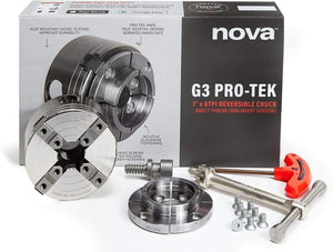 NOVA 48291 PREMIER PRO-TEK G3 CHUCK With 2" PRO-TEK Jaws, Woodworm screw, plus
