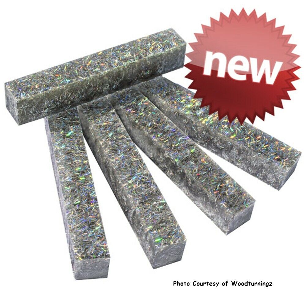 Holoz Pen Blank #2 - Silver 3/4" sq x 5 " - Wood Acrylic Supply