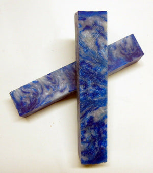 Blue & White Acrylester #36 1" x 1" x 5" Pen Blank (1 pc)