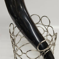 Buffalo Horn w a 5" Round Chrome Square Dark Stand